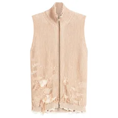 マルタンマルジェラ レディース アウター ベスト ニット ジレ MM6 Maison Margiela Knitted Gilet Camel Chalk チョークのサムネイル