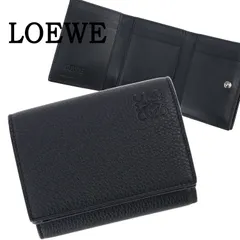 LOEWE ロエベ 二つ折り財布 小銭入れ付き トライフォールド ウォレット 折財布 メンズ レディース ソフトグレインカーフ 本革 アナグラム ブラック C660TR2X04