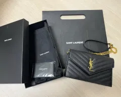 正規品 Saint Laurent サンローラン バッグ WOC チェーン 財布 ブラック ゴールド金具 キャビア フルセット
