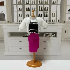 ぬいぐるみ 服 セット ピンク スカート + 白 ジャケット