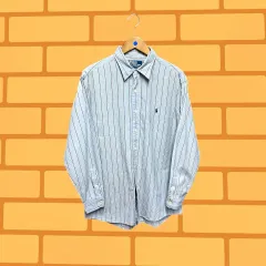 ポロ ラルフローレン ストライプ ロゴ シャツ (L)