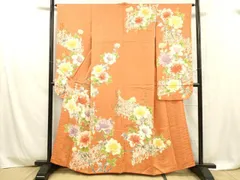平和屋着物■豪華振袖　向かい鶴枝花文　金彩　正絹　逸品　DABD6767cm