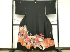 平和屋着物■豪華黒留袖　作家物　御所車花文　金彩　正絹　逸品　DABE2601cd
