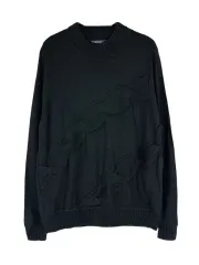 M L PESCAROLO ケーブルPOINT ウール混ブレンドニット ブラック