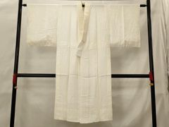 □E6616□本麻□小千谷ちぢみ 白 紋紗 単衣 長襦袢□丈133 裄61 - メルカリ