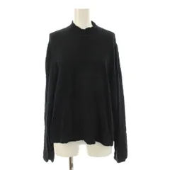 ザラ ZARA カットソー M 黒 長袖 フリルネック 凹凸柄 /JP