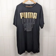 プーマ　​PUMA　プリントTシャツ　ビッグロゴ  ブラック×ゴールド　Mサイズ