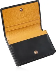 【数量限定】レディース 名刺入れ 革 名刺ケース (ブラック/マスタード)