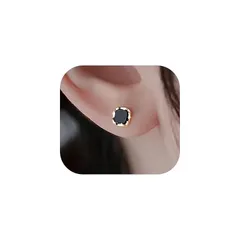 S925 ピアス レディース スクエア 四角 正方形 ピアス ブラック ジルコニア 黒 ゴールド 金メッキ 金属アレルギー対応 つけっぱなし 小さめ シンプル おしゃれ 誕生日プレゼント ギフト 1