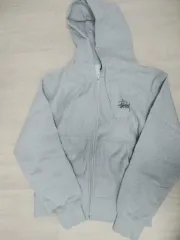 M) STUSSY アッシュヘザー 弱起毛 ジップアップパーカー