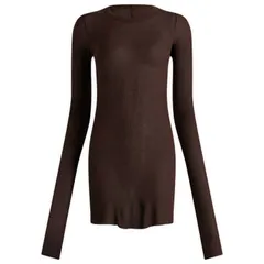 リックオウエンス レディース トップス Tシャツ Rick Owens Rib Long Sleeve TShirt Mahoganyのサムネイル
