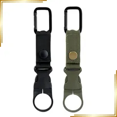 【新品】 ペットボトルホルダー カラビナ付き（取り外し可能） ベルトホールド可能 ドリンク ホルダー アウトドア 登山 キャンプ ハイキング サバゲー 旅行 水分補給 ペットボトル 着脱簡単 携帯便利 (Black-Green) 1