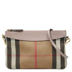 バーバリー ノバチェック 斜め掛け ショルダーバッグ ポーチ ピンク マルチカラー キャンバス レザー レディース BURBERRY【1-0257184】