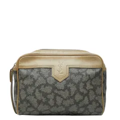 サンローラン クラッチバッグ セカンドバッグ ジラフ柄 ベージュ ブラウン PVC レザー レディース SAINT LAURENT【1-0258756】