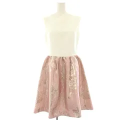 チェスティ Chesty ワンピース ひざ丈 ノースリーブ 花柄 ラメ 異素材切替 0 白 ホワイト ピンク 11W519 /HN