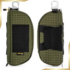 [Brand New] [HIKEMAN] Pouch for Hiking, Backpack Attachment, Glasses Case, Hiking Accessory Case, Multifunctional, Waterproof, Water-Resistant Zipper, Carabiner Included, Sunglasses Holder, Water Bottle Holder, for Mountain Climbing, Commuting, Cycling, Outdoor Activities (Army Green) 0