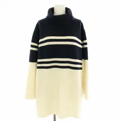 デミリー DEMYLEE ニット セーター タートルネック 長袖 ボーダー柄 S 紺 ネイビー 白 ホワイト /YT