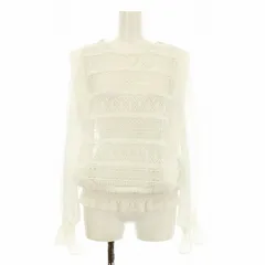 シティ CITY パネルレースブラウス プルオーバー 長袖 切替 シフォン シアー フリンジ 1 白 ホワイト 308100002 /KU