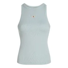 カルバンクライン レディース トップス タンクトップ Calvin Klein Jeans WOVEN LABEL RIB TANK TOP Cloud Blue ブルーのサムネイル