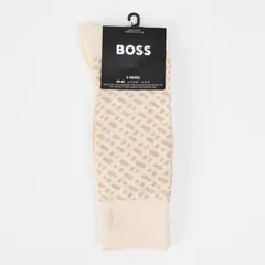 ボス メンズ アンダーウェア 靴下 Boss 2P RS Monogram CC 10259858 01 Light Beige 270 ベージュ