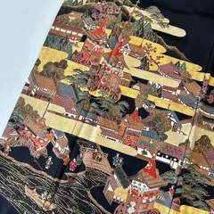 黒留袖 正絹 作家物 純金箔散らし 上品なデザイン 袷 比翼 着物 MK-5531