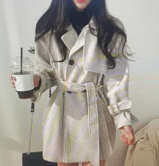 (海外配送)ベルト トレンチ コート ジャケット