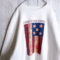 【入手困難】80s～90s USA Vintage 古着 ホワイト アメリカロゴ プリント スウェット トレーナー #h25