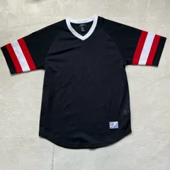 FOREVER 21 （フォーエバートゥエンティーワン） メッシュフットボールTシャツ 半袖Tシャツ ナンバリング Vネック オーバーサイズ スポーツミックス アメカジ系 メンズ Sサイズ