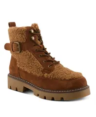スプリングステップ レディース シューズ ブーツ・レインブーツ スエード ブーツ Spring Step AZURA Namiko Suede and Sherpa Bootie with Faux Fur Lining and Lug Sole Camel