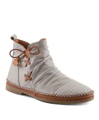 スプリングステップ レディース シューズ ブーツ・レインブーツ レザー Spring Step Pomeroy Leather Booties with Basketweave Toe and Lightweight Flexible Sole Stone ス
