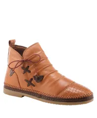 スプリングステップ レディース シューズ ブーツ・レインブーツ レザー Spring Step Pomeroy Leather Booties with Basketweave Toe and Lightweight Flexible Sole Camel キ