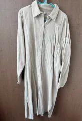 ベージュ コーデュロイ ロング シャツ ONE PIECE