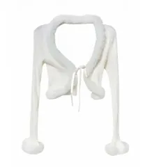 ホワイト クロップド ファー カーディガン