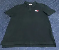 TOMMY JEANS コットン バッジ刺繍 ロゴ カラーTシャツ ブラック (M)