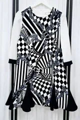 プリント フレアワンピース スーツ ジャケット