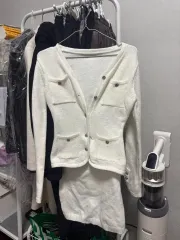 アイボリー ツイード ニット セットアップ