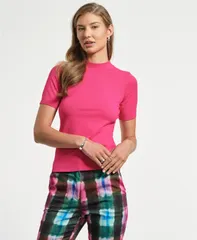 イザックミズラヒ レディース アウター ニット・セーター モックネック セーター Isaac Mizrahi Womens Mock Neck Short Sleeve Sweater Fuschiaのサムネイル