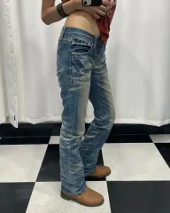 ライト 青 ウォッシュ デニム パンツ