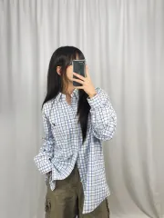 ポロ 青 チェック シャツ