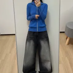 ポロラルフローレン ブルー コットン ニット ジップアップ