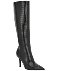 ゲス レディース シューズ ブーツ・レインブーツ GUESS Womens Wayla Knee High Pointed Toe Dress Boots Black Croco ブラックのサムネイル