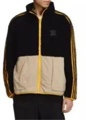 新品) adidas アディダス ブラック/ベージュ フリース ジャケット