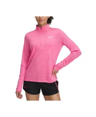アンダーアーマー レディース トップス シャツ ロゴ Under Armour Womens Twist Tech QuarterZip Logo Top Super Pink ピンクのサムネイル