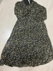 ZARA 黒 プリーツ ロング ワンピース