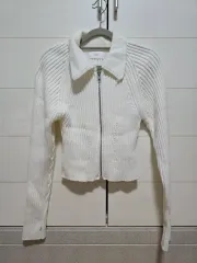 Acne Studios アクネストゥディオズ 白 ニット ジップアップ カーディガン