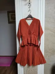 1026)ニット セットアップ (オレンジ ブラウン)