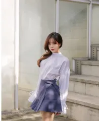 ライトブルー フリル リボン ラップスカート 新品