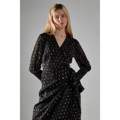 グラマラス レディース トップス ワンピース Glamorous with Gold Spot LongDress Black ブラック