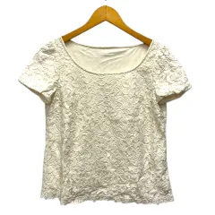 プロポーション ボディドレッシング PROPORTION BODY DRESSING カットソー クルーネック 総レース 半袖 3 白 アイボリー