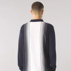 プレティグリーン メンズ トップス ポロシャツ ニット 長袖 Pretty Green Mens Gradient Knitted LongSleeve Polo Shirt Navy ネイビーのサムネイル